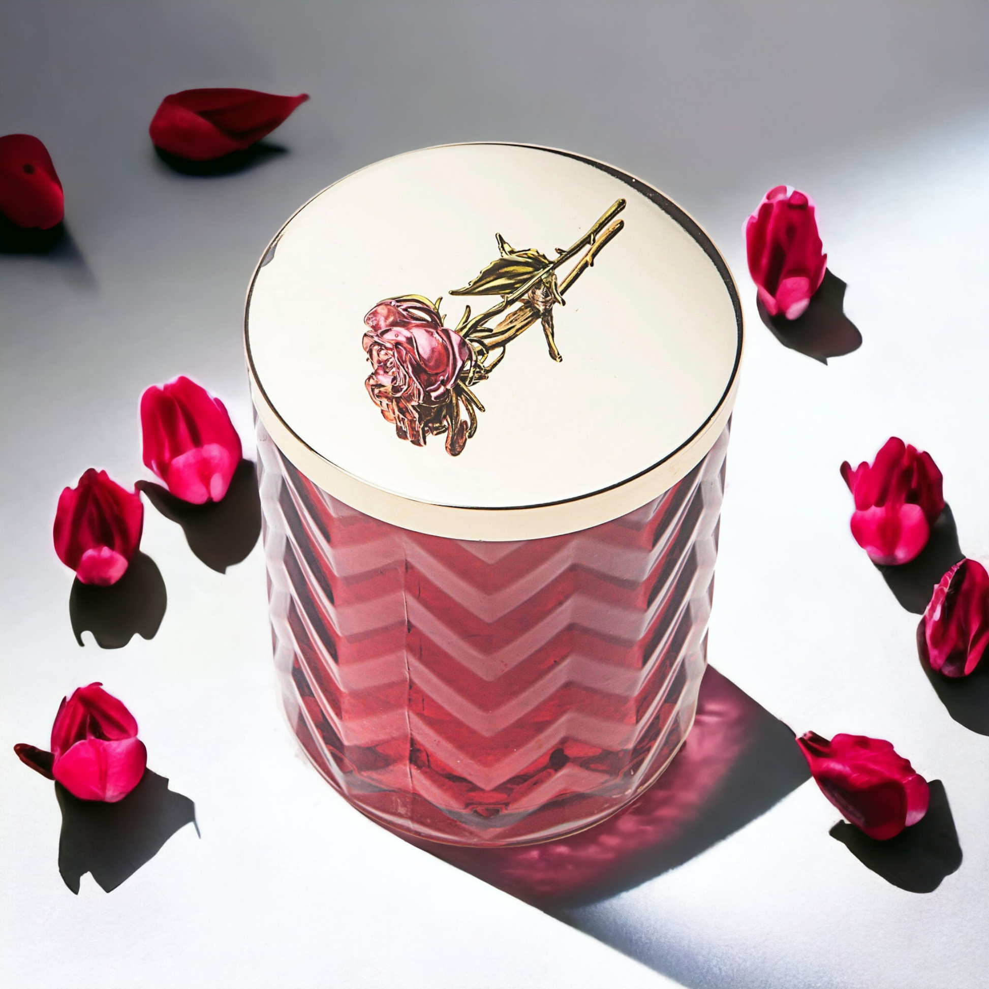 Cote Noire Red Herringbone Candle with Scarf