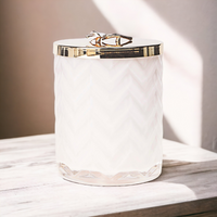 Cote Noire White Herringbone Candle with Scarf