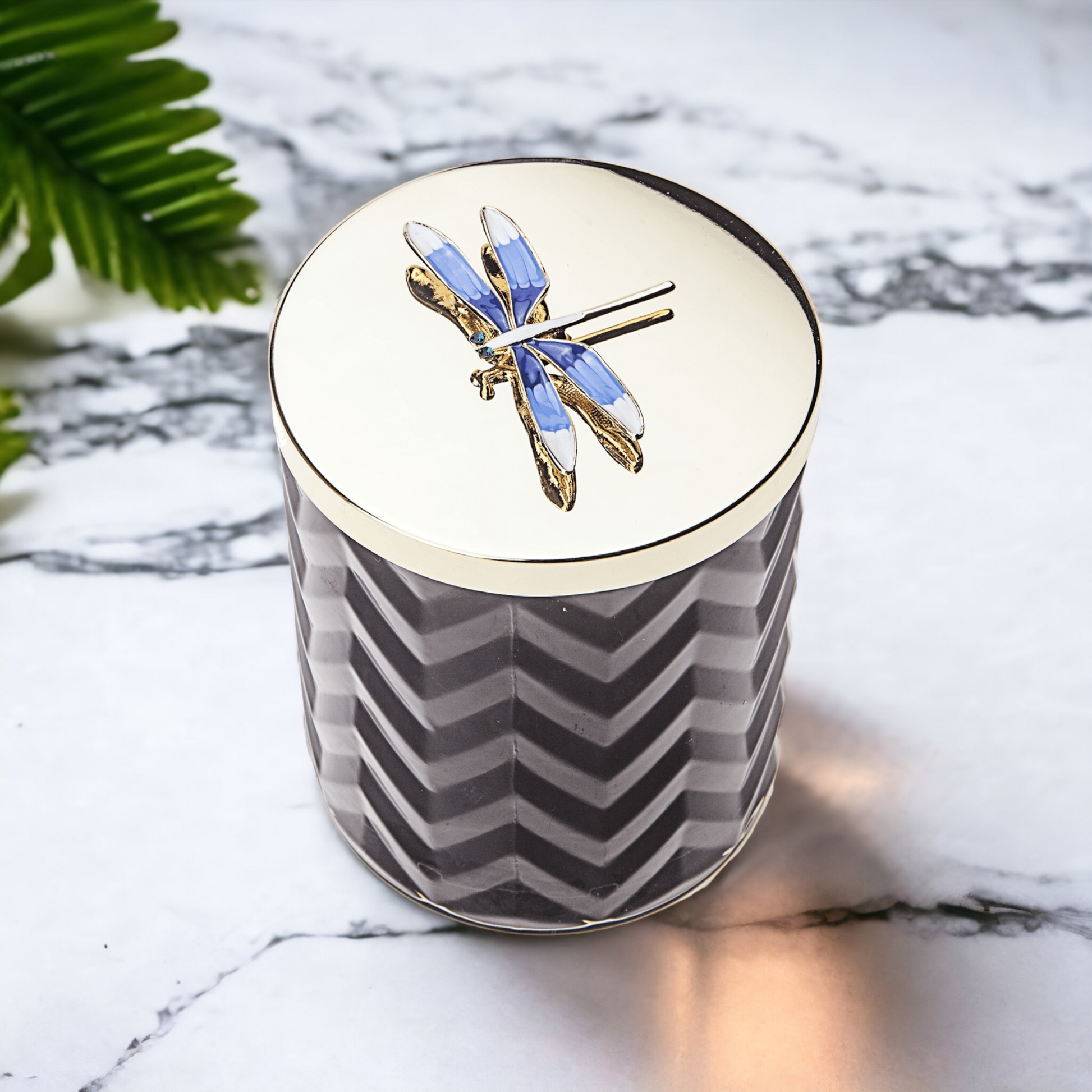 Cote Noire Navy Herringbone Candle with Scarf