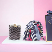 Cote Noire Navy Herringbone Candle with Scarf