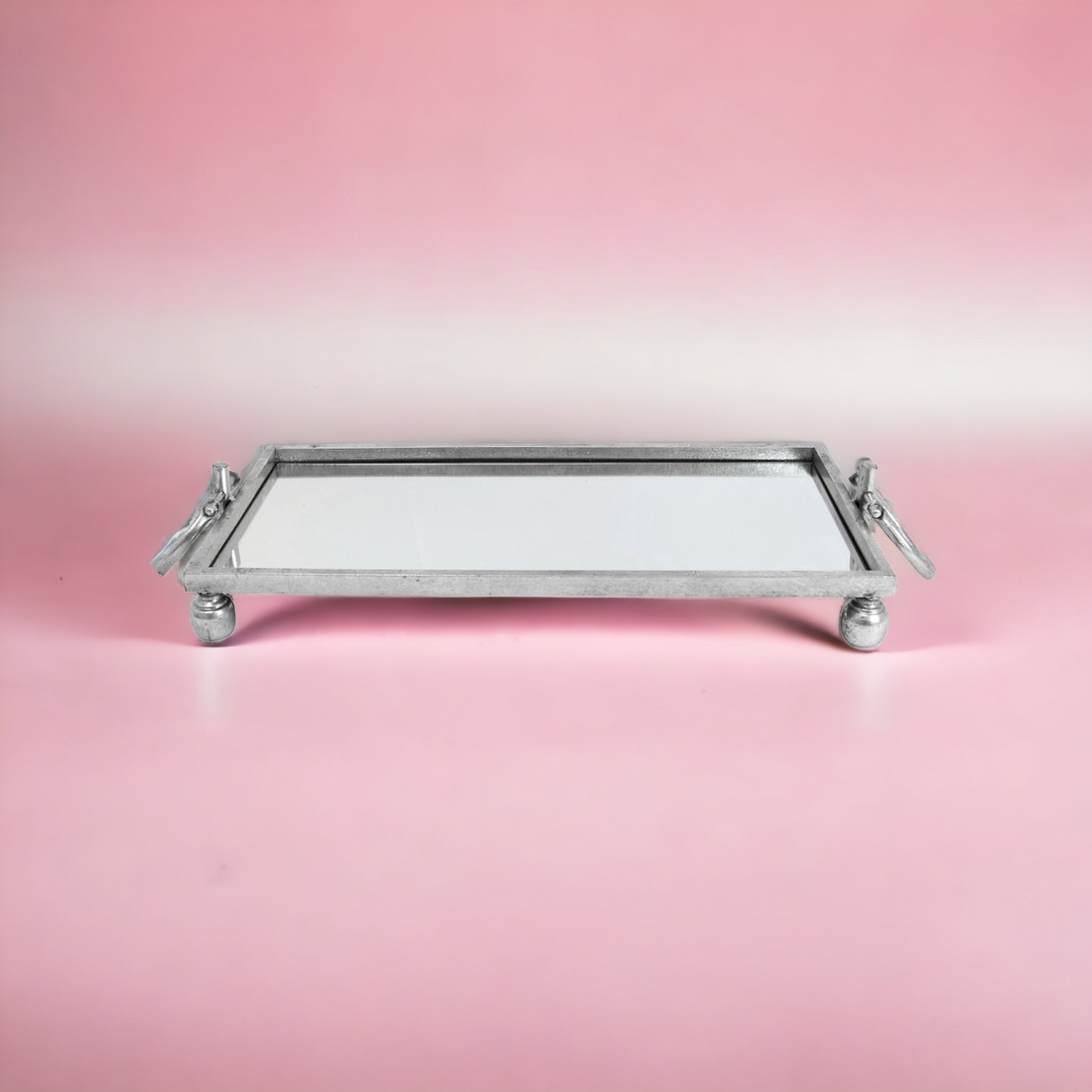 Silver Luster Iron Mirror Tray