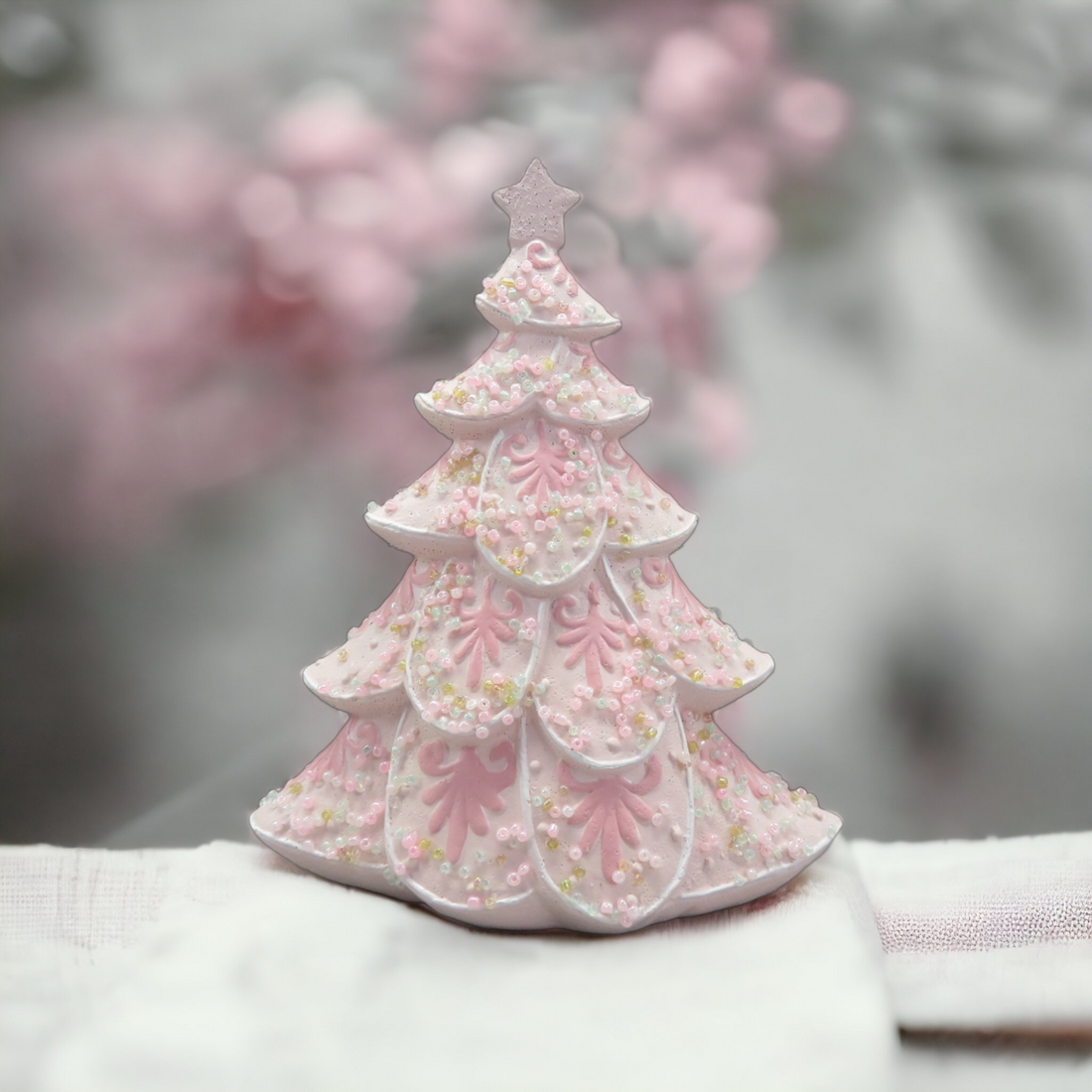 Christmas Tree Decorated with Pink Lollies