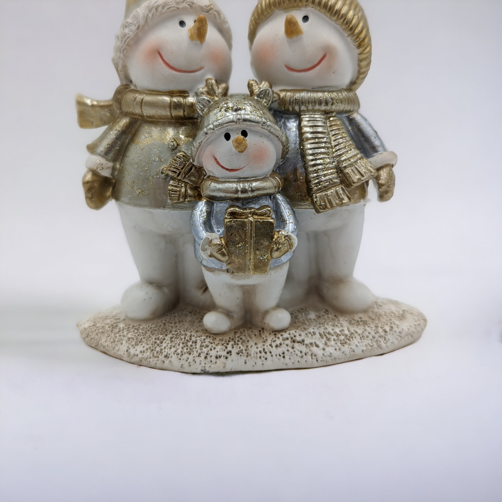 Gold and Silver Snowman Family