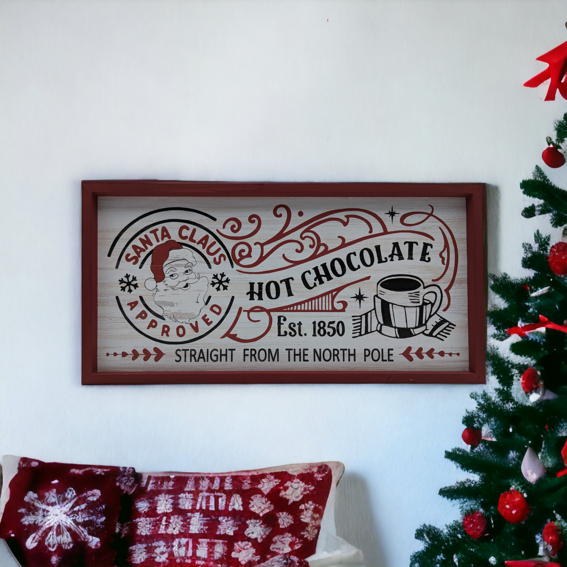 Wooden Santa Hot Chocolate Sign