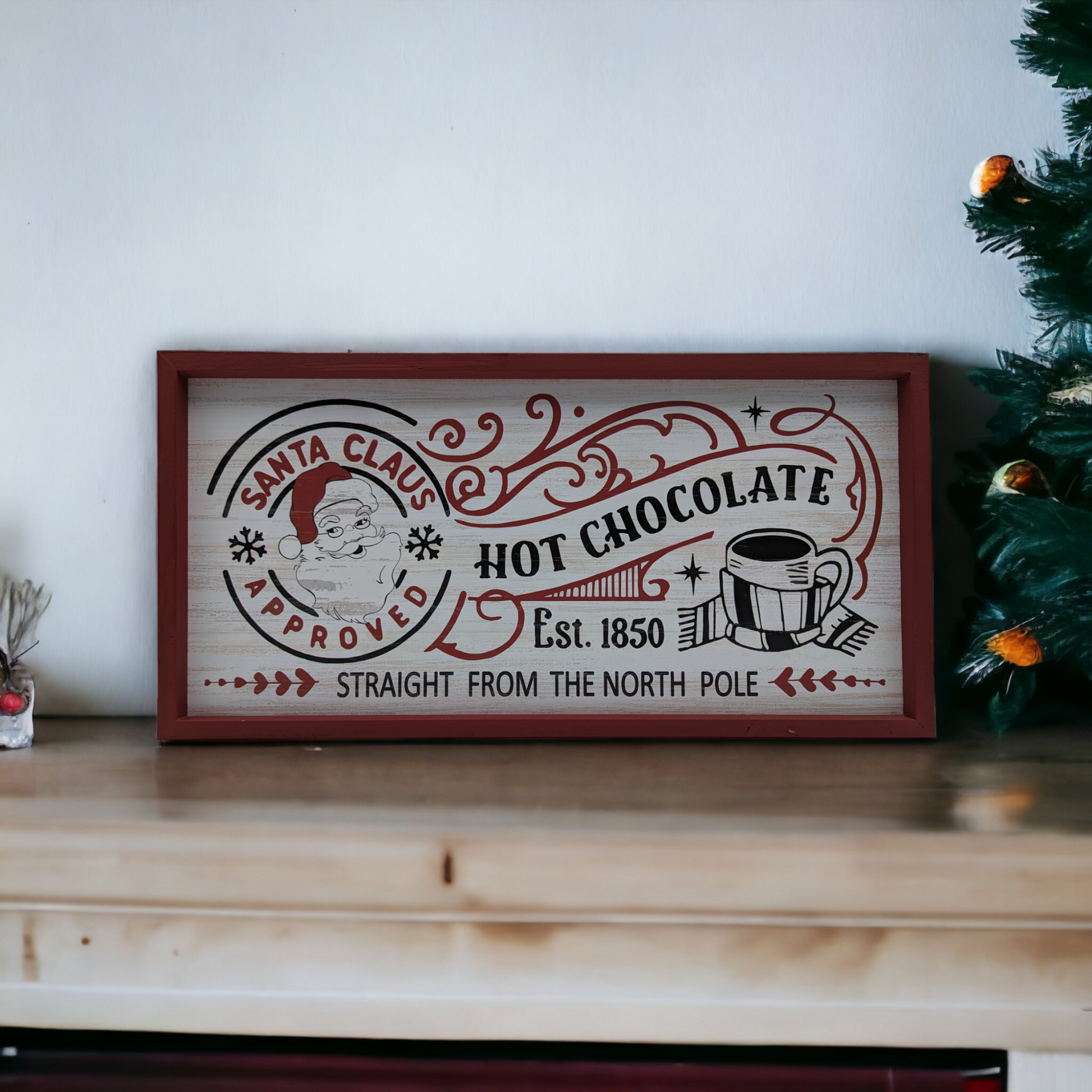 Wooden Santa Hot Chocolate Sign