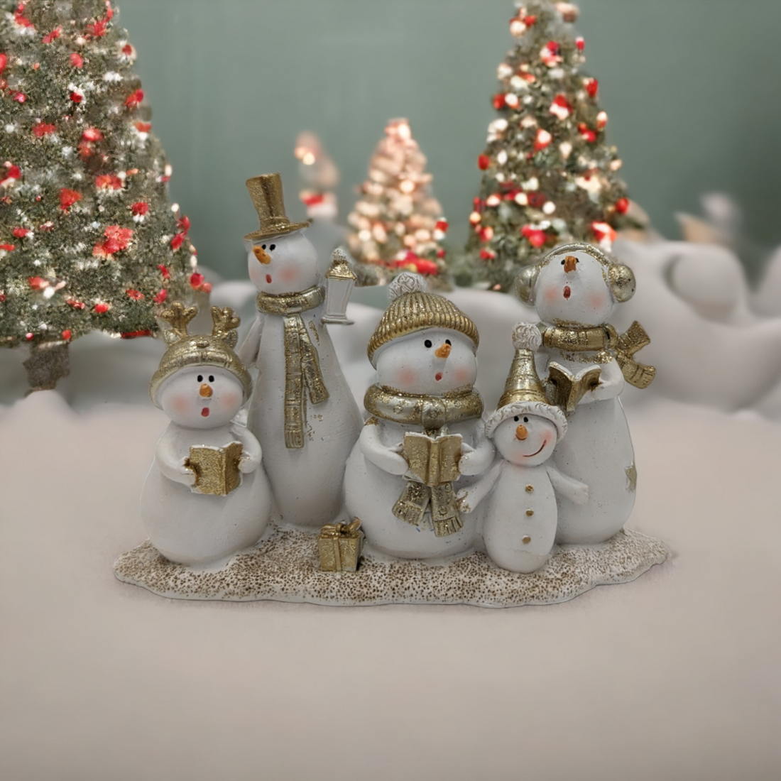 Gold Snowman Family with Baby