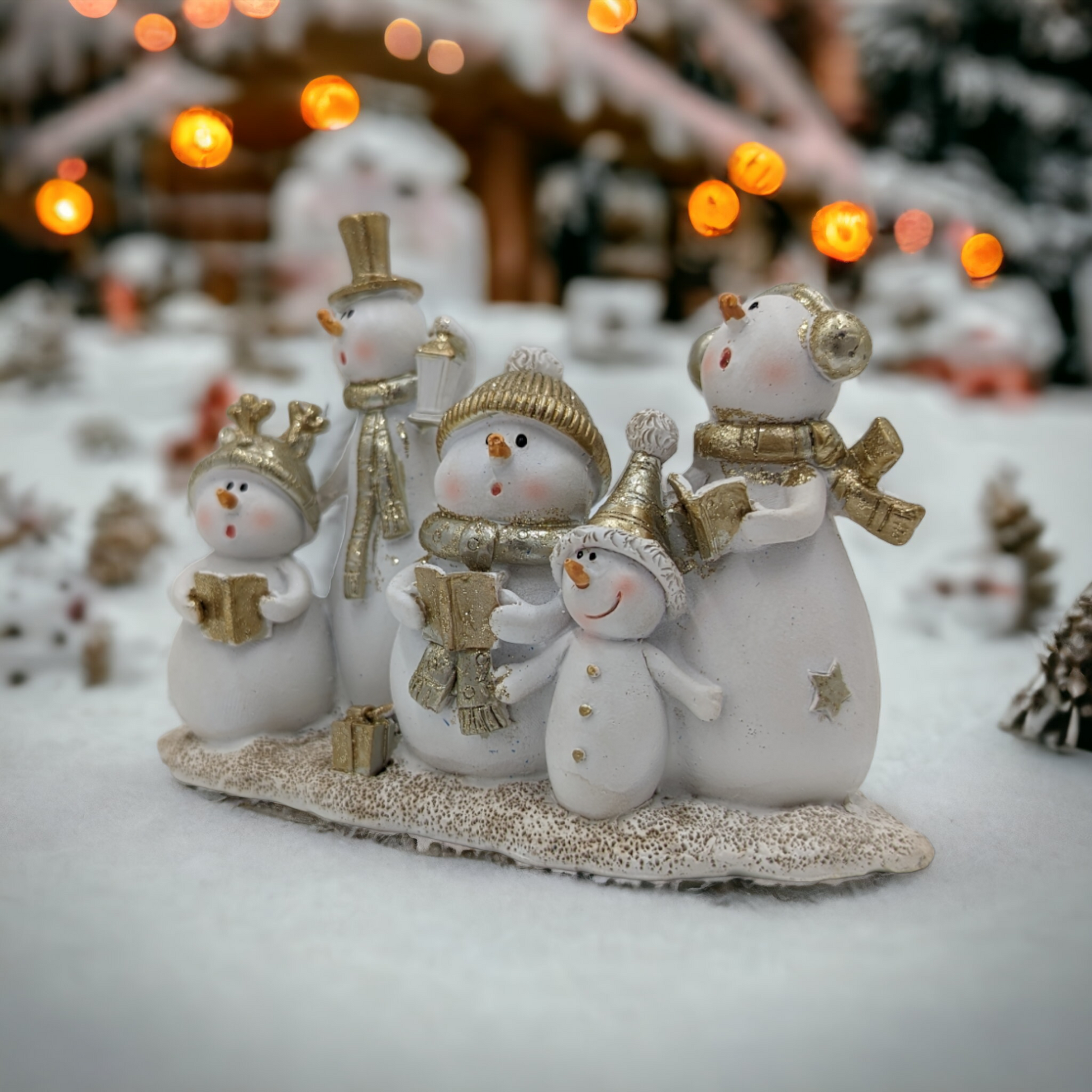 Gold Snowman Family with Baby