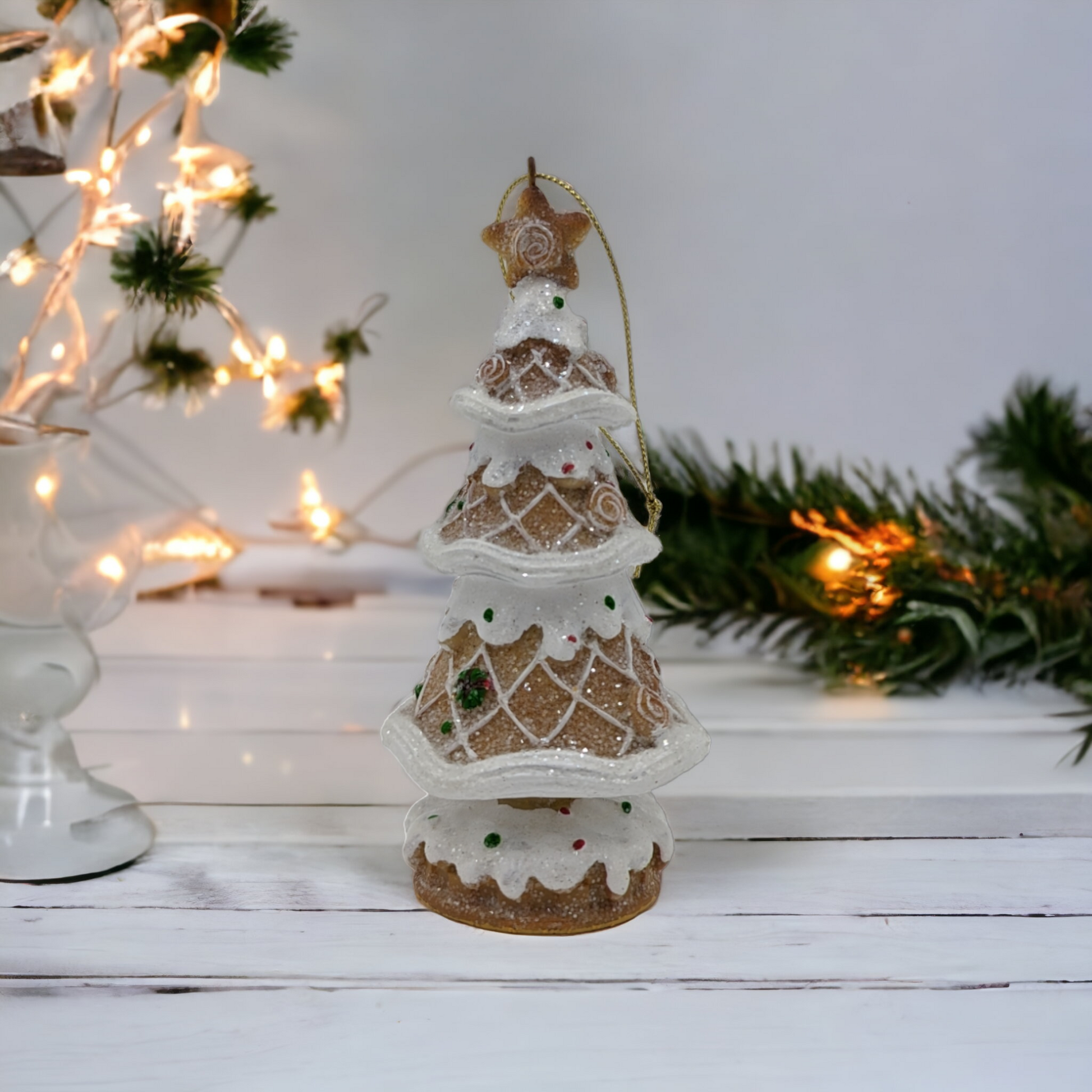 15cm Frosted Gingerbread Candy Hanging Tree Ornament