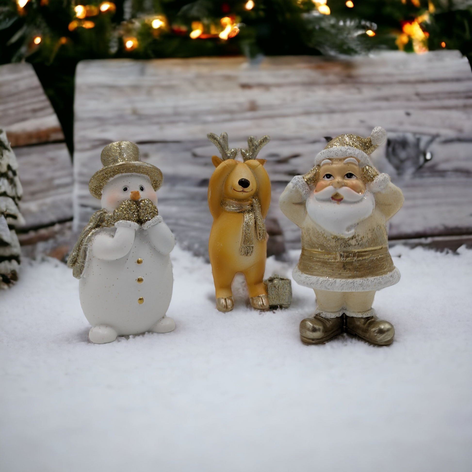 See, Say, Hear No Evil Santa, Snowman and Deer Trio