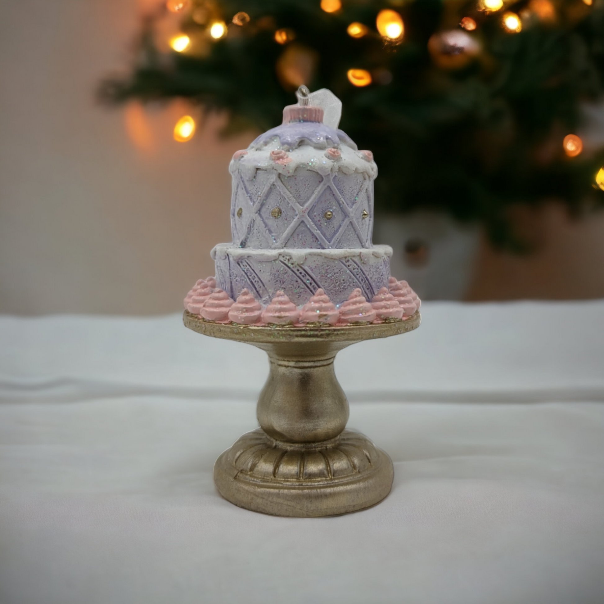 Two Tier Cake on Gold Stand