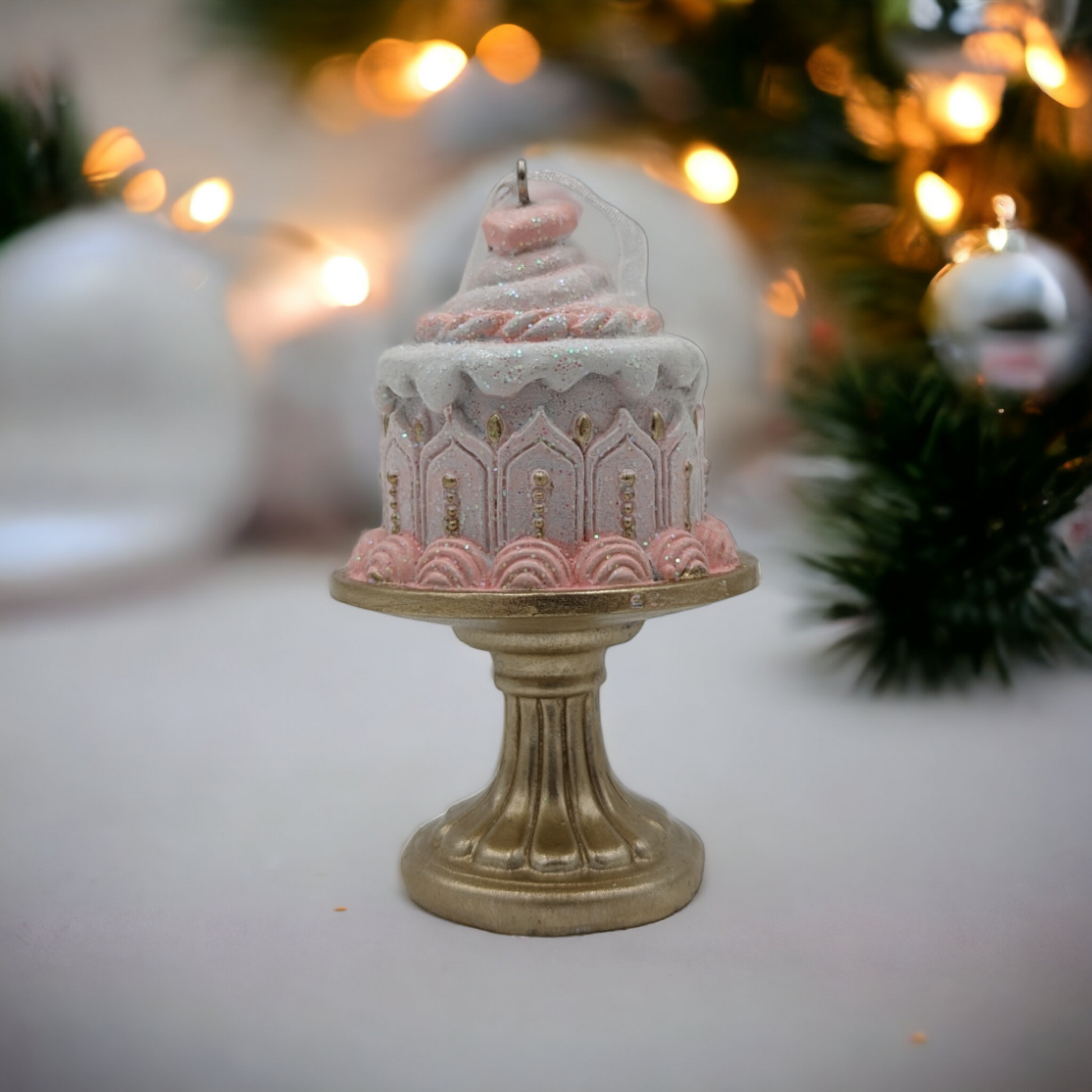 Two Tier Cake on Gold Stand