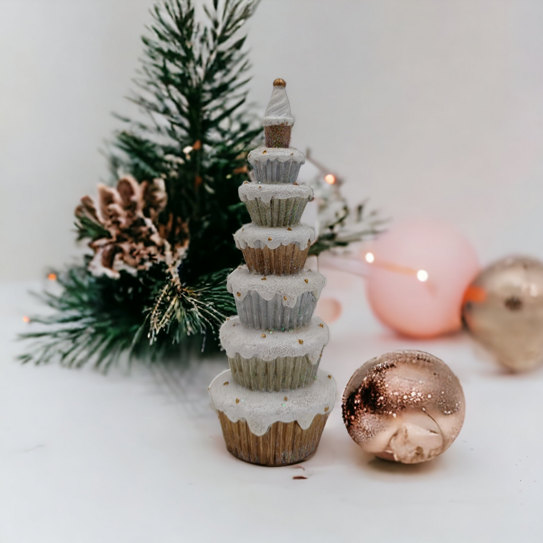 Gold and Silver Cupcake Christmas Tree