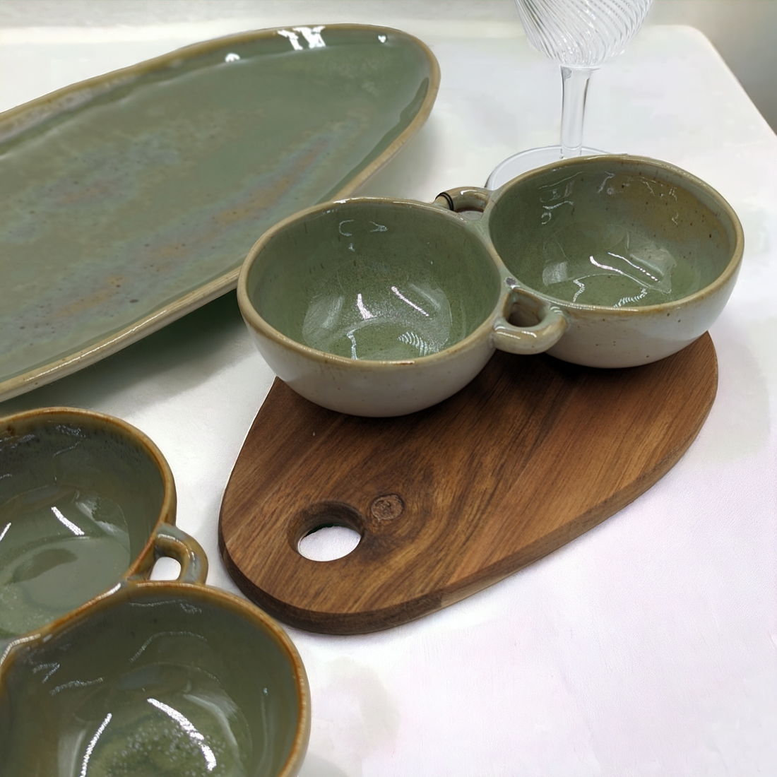 Olive Double Dip Bowl