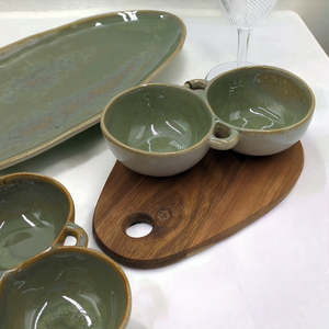 Olive Double Snack Bowl