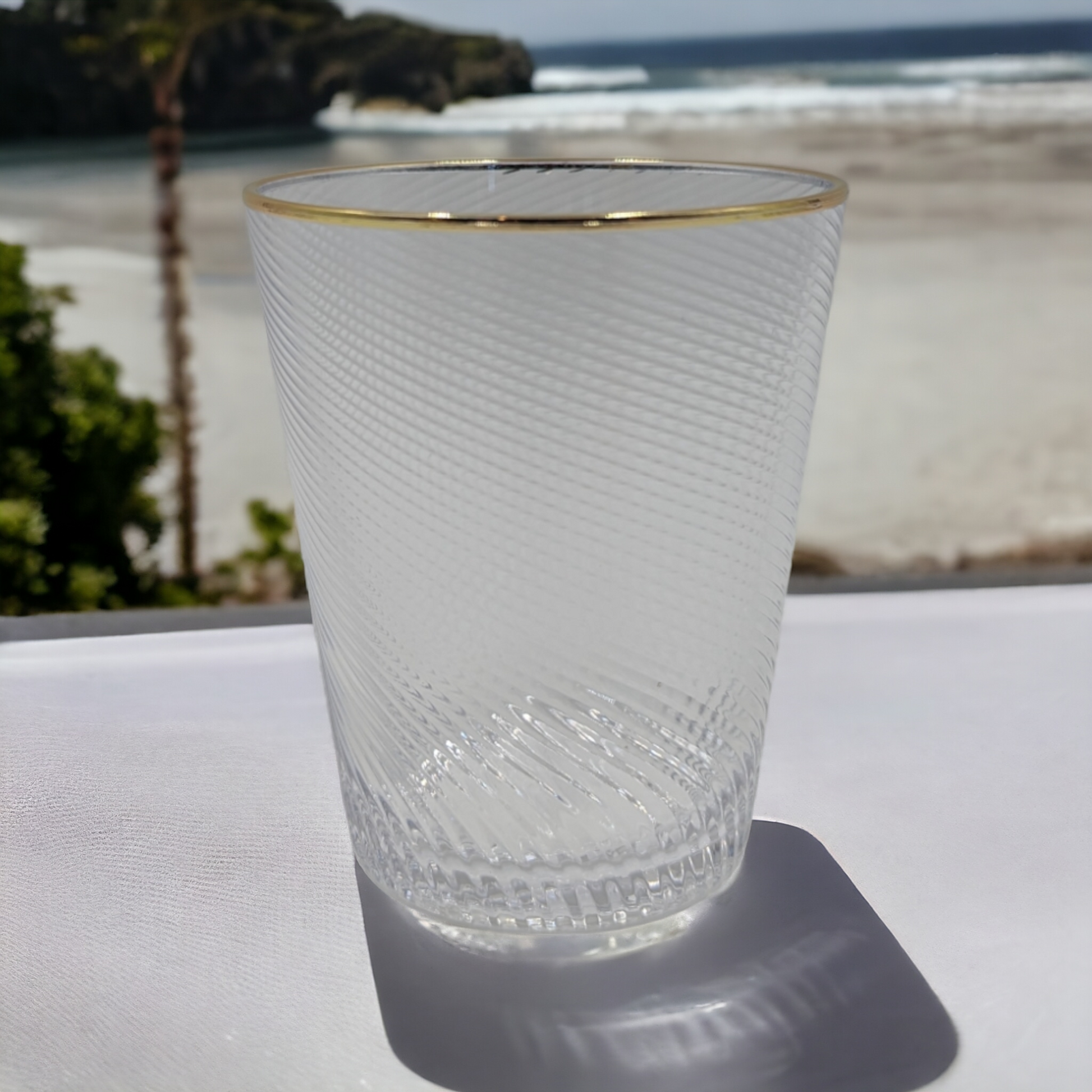 Acrylic Tumbler Clear Stripe With Gold Rim