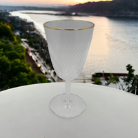 Acrylic Wine Glass Clear Stripe With Gold Rim