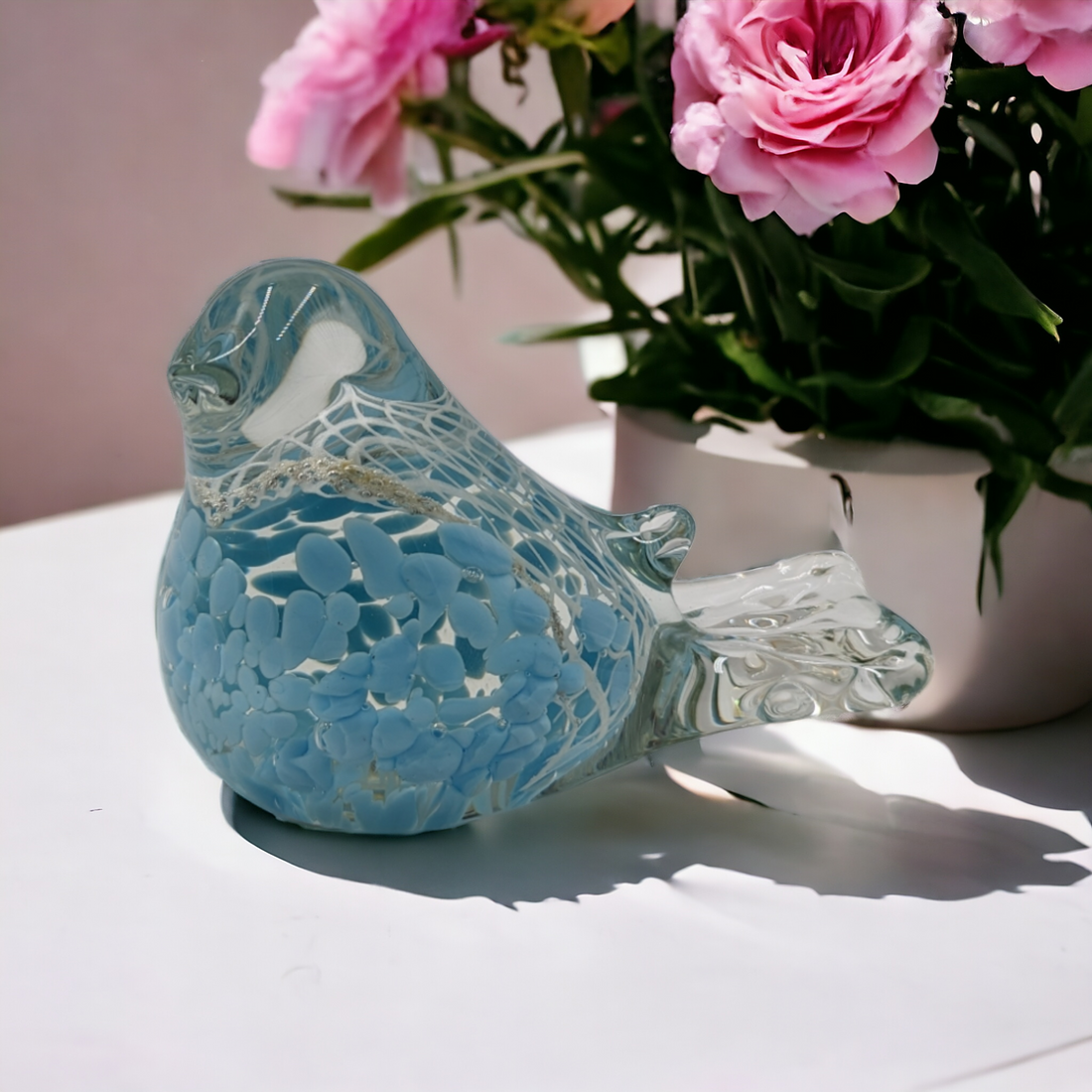 Baby Blue Clear Glass Bird