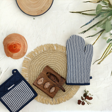 Load image into Gallery viewer, Maison Stripe Navy Oven Mitt
