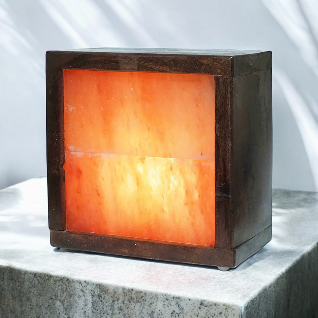 Wood Box Slab Salt Lamp