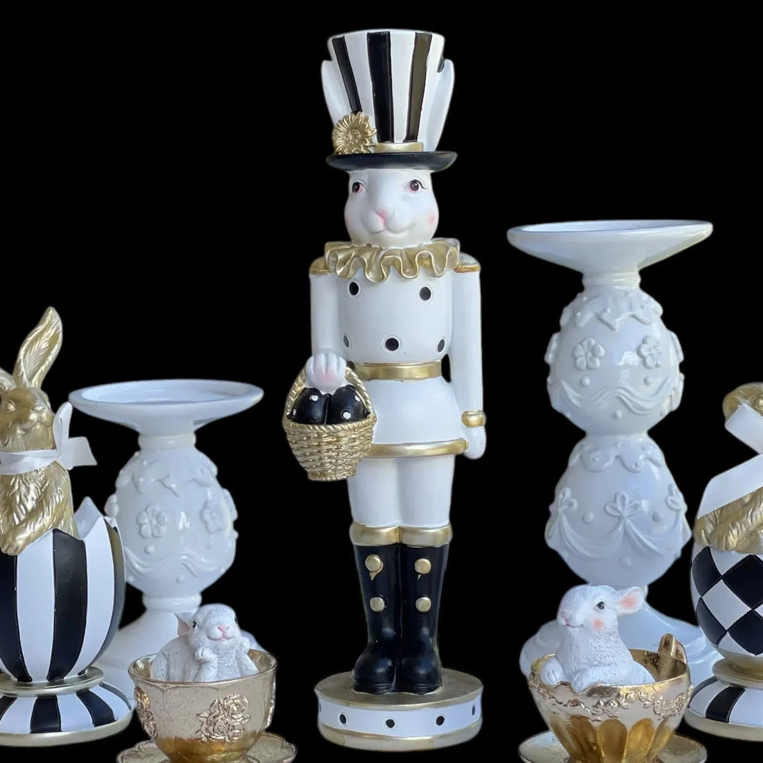 31cm Black and White Rabbit Nutcracker - Exquisite Homewares 