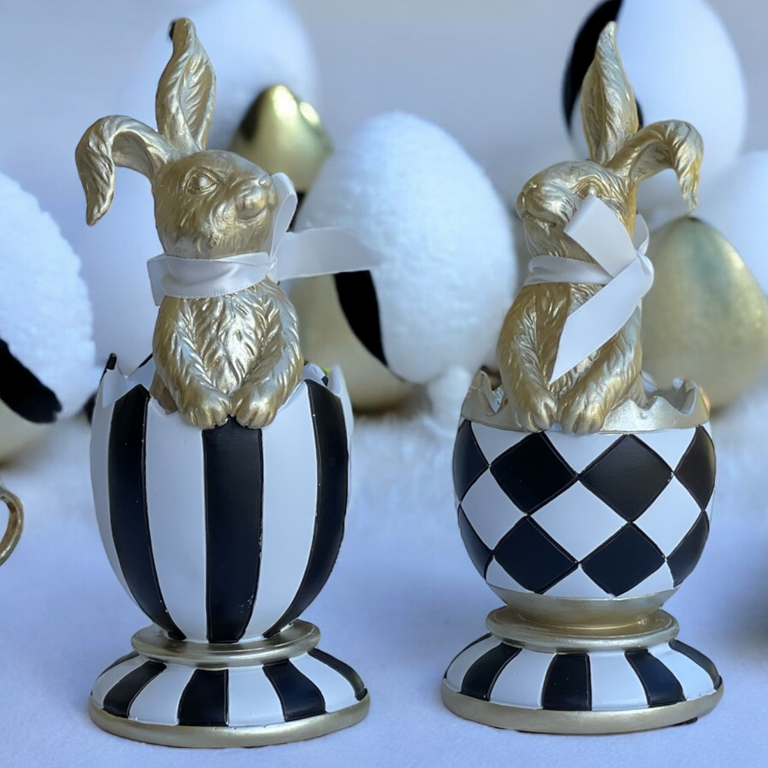 19cm Black & White Striped Luxe Egg