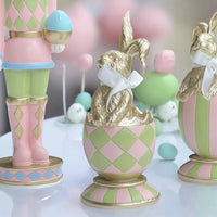 19cm Pink & Green Diamond Luxe Egg - Exquisite Homewares 