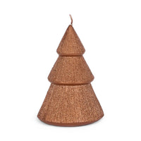 Copper glitter Christmas tree candle, festive home décor accent with textured tiers