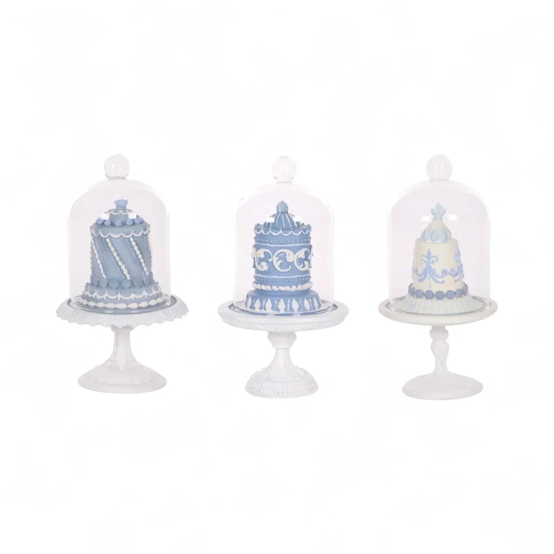 Frosty Blue Iced Cake Cloche - 9.7x9.7x19.1cm Resin Glass
