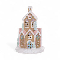 23cm Piped Round Pastel Gingerbread House