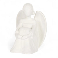 White Etched Angel - Seated Contemplative 10.6x12.1x14.5cm