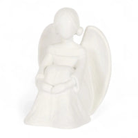 White ceramic angel figurine with wings, holding a heart, home décor accent piece