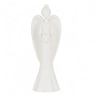 White angel figurine holding heart, elegant home décor accent