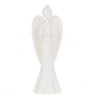 White angel figurine holding heart, elegant home décor accent
