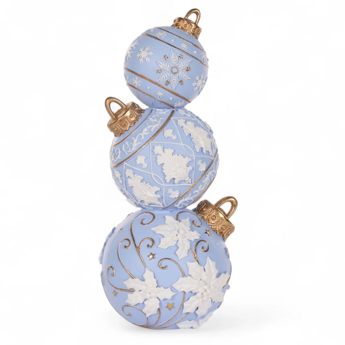 41cm Blue and White Snowflake Bauble Stack