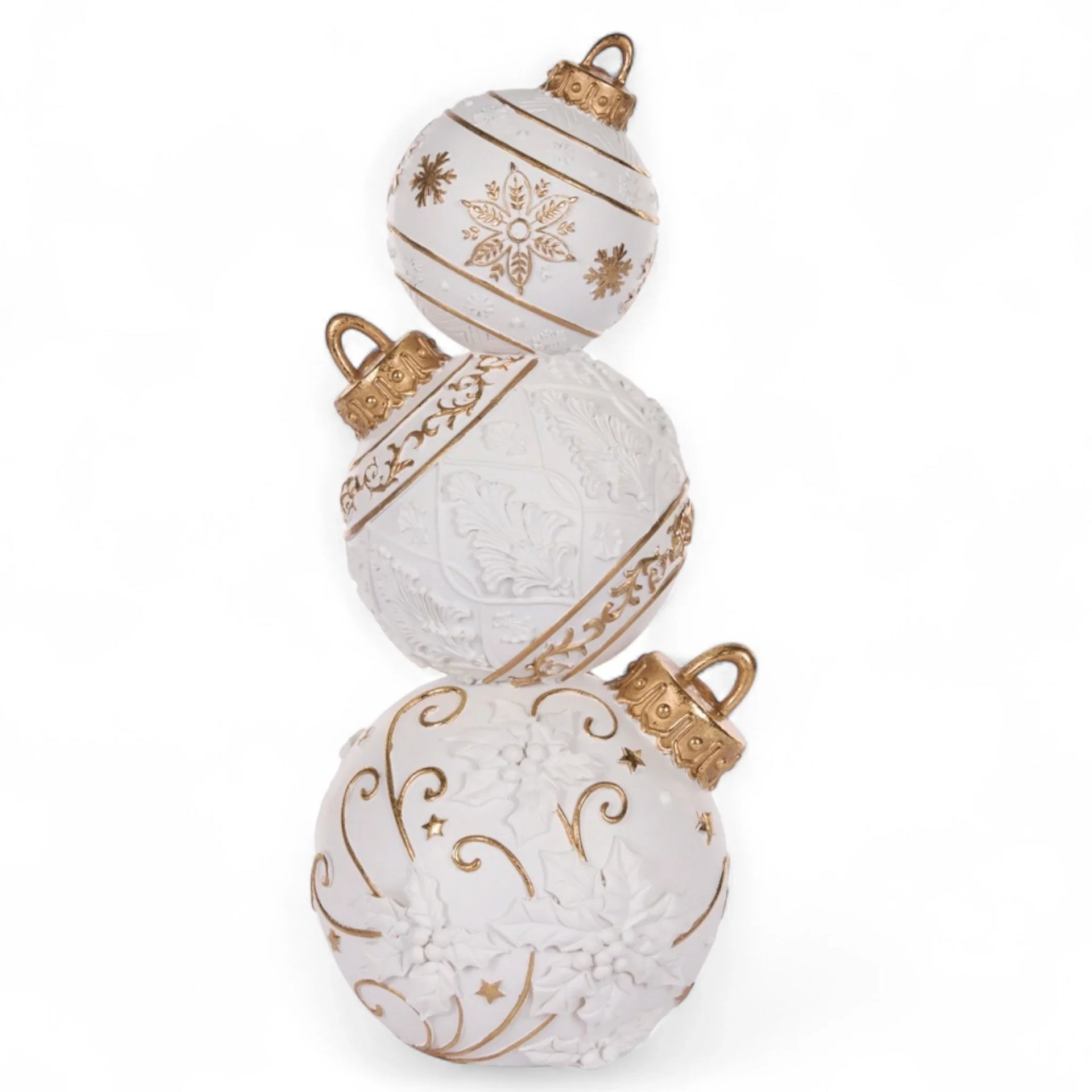 41cm White & Gold Snowflake Bauble Stack