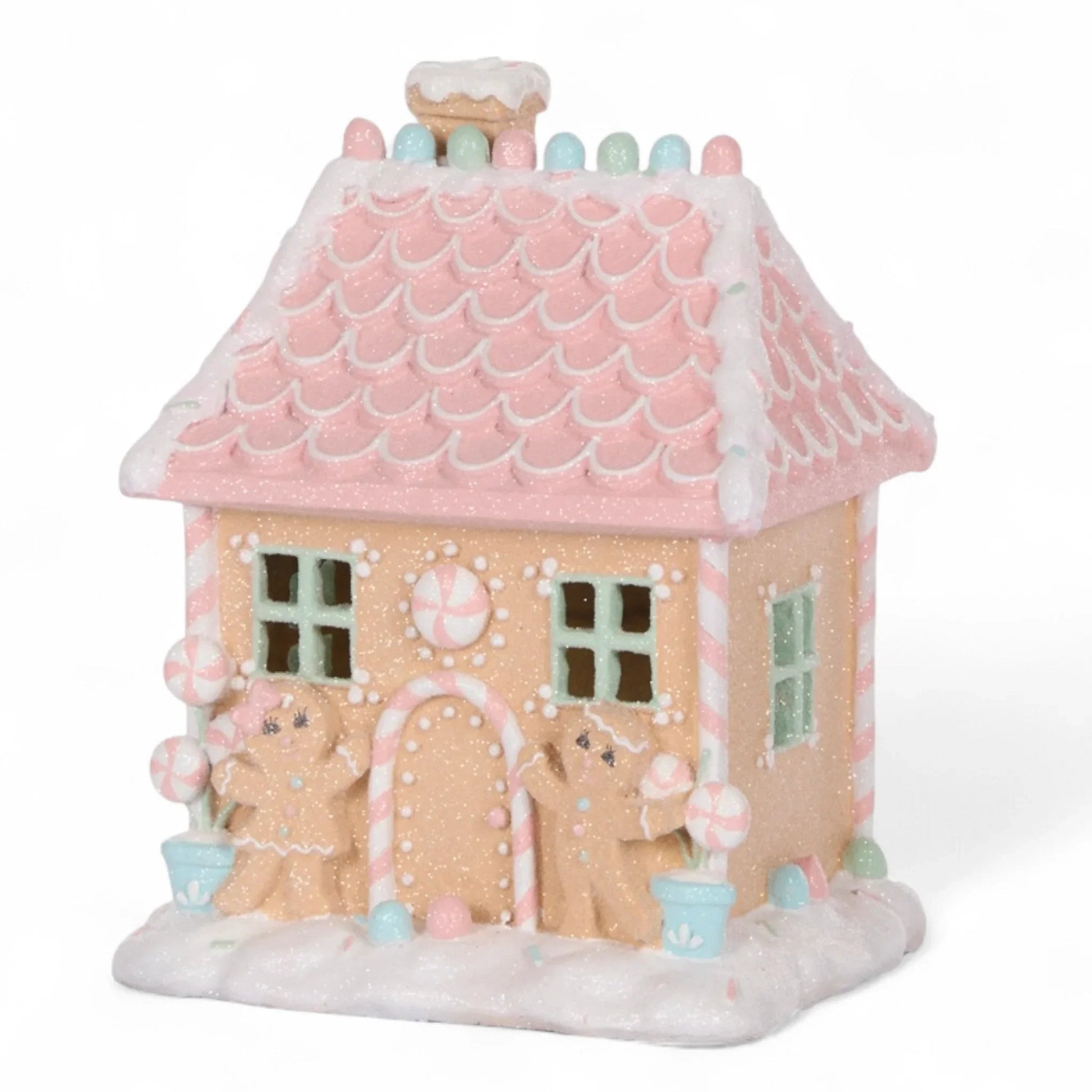 LED Piped Pastel Gingerbread Cottage