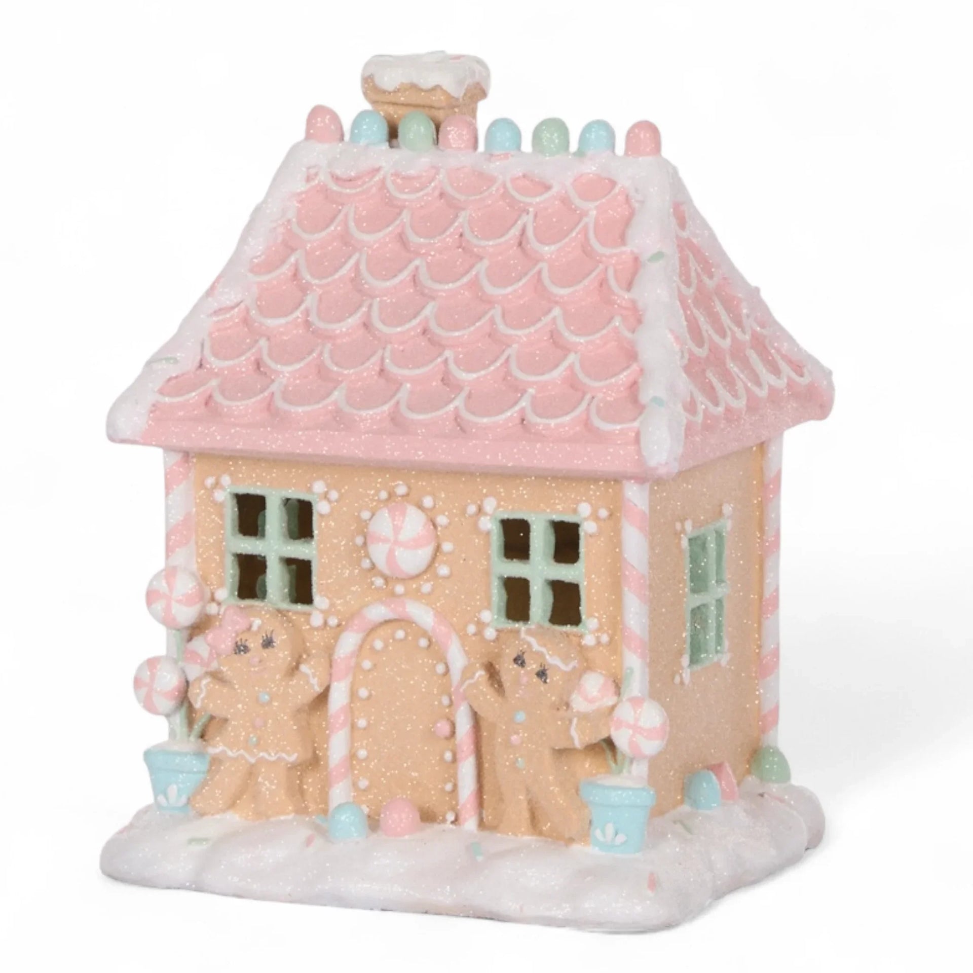 LED Piped Pastel Gingerbread Cottage
