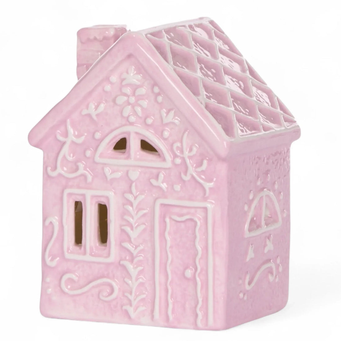 LED Pink Gingerbread Cabin
