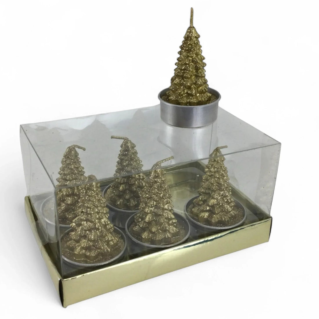Set 6 Mini Gold Tree Candle