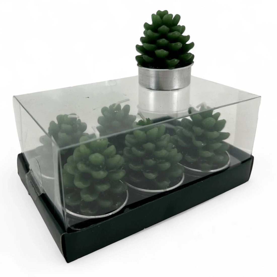 Set 6 Mini Green Tree Candle