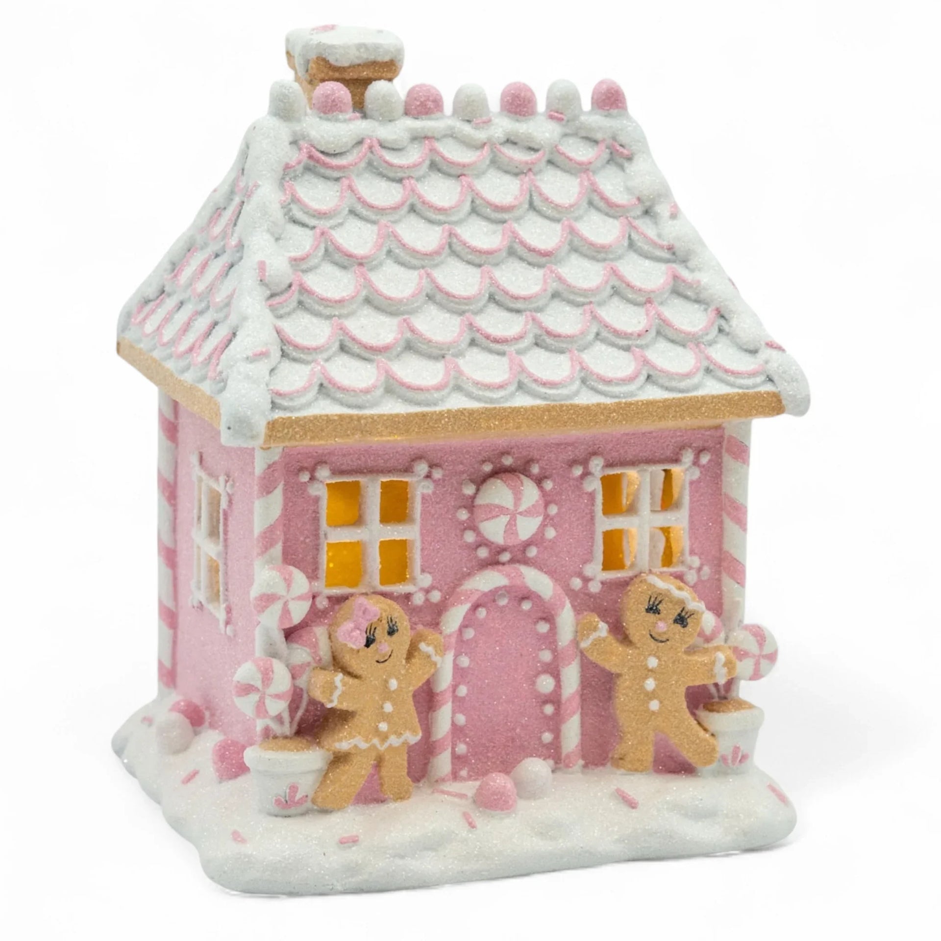 22cm Pink LED Gingerbread House