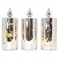20 cm LED Etched Silver Candle