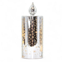 20 cm LED Etched Silver Candle