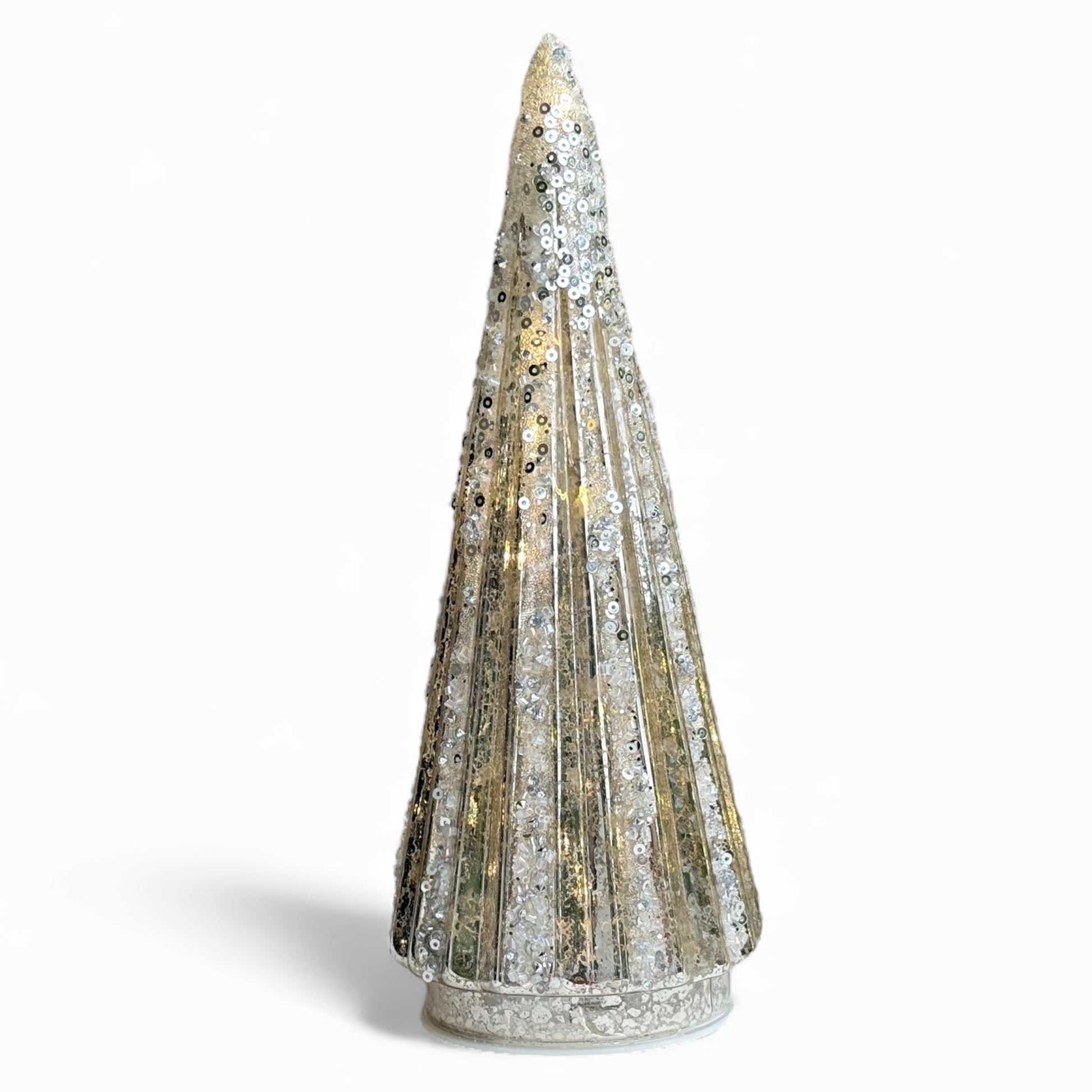 Embellished Tree LED Glass 25cm Silver/Gold