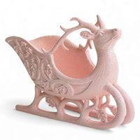 Pink glitter reindeer sleigh ornament, festive holiday decor with floral details