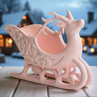 Pink glitter reindeer sleigh decor for festive home styling
