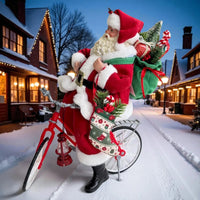 Santa Claus with a Bicycle - 28cm
