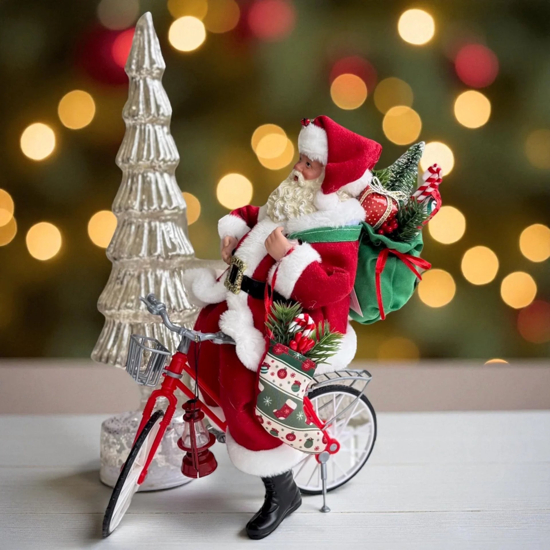 Santa Claus with a Bicycle - 28cm