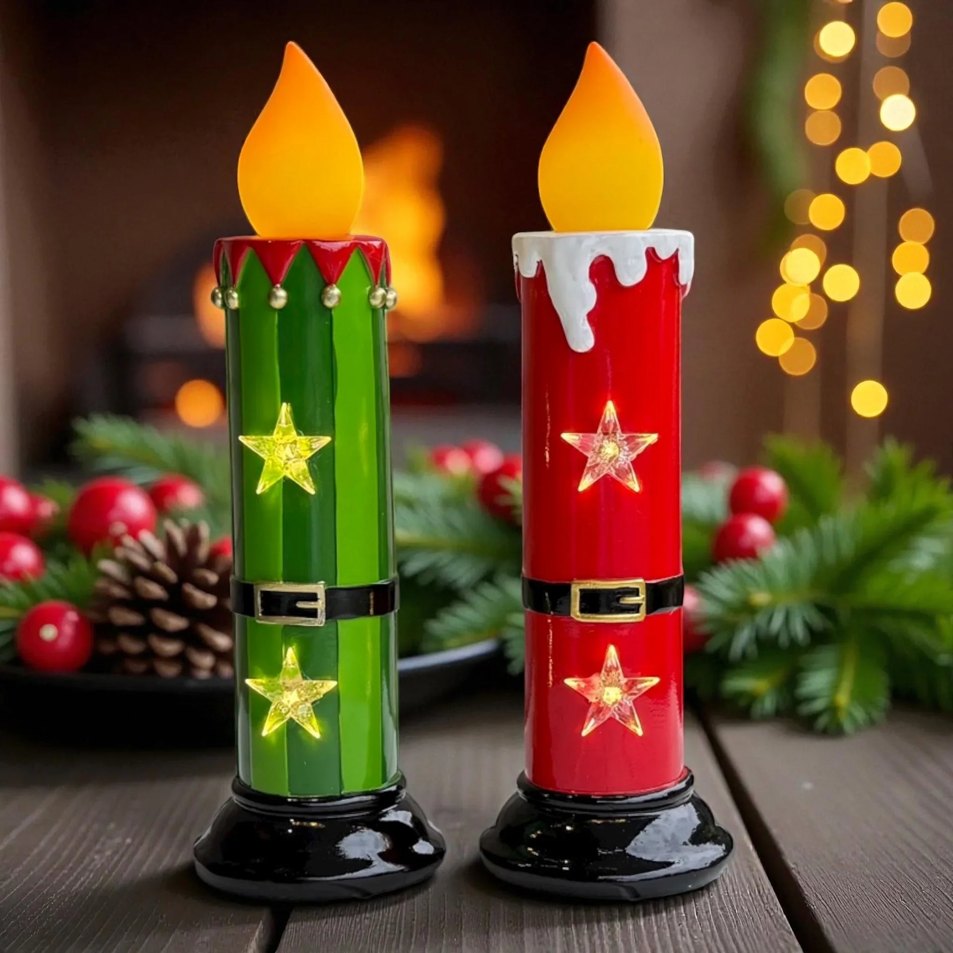 Red LED Candle - 33cm