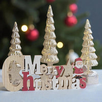 Santa/Christmas Sign Wood 37x15cm Red/Natural